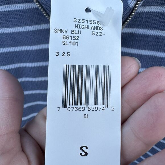 Jones New York Sport Half Zip Pullover Sweater Small Stripe Blue Preppy Academia - Picture 6 of 6